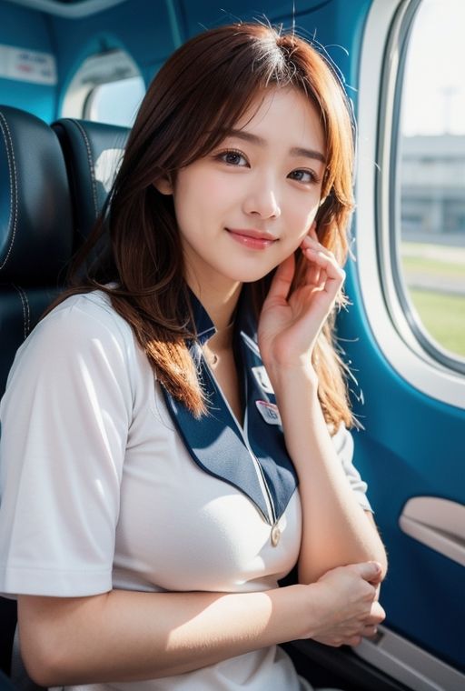 サンプル画像6:グラビア写真集｜国際線で働く美人CA(桜/AIart) [d_386511]