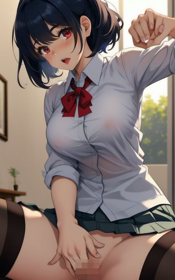 サンプル画像4:ノーパンのパイパンJK〜ピンクのおまんこが丸見え！(痴女ステンドグラス) [d_387334]