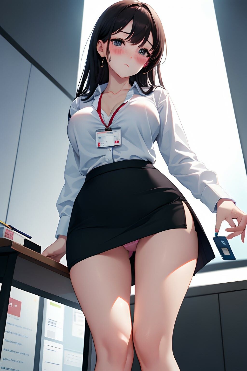 サンプル画像4:ハーレムオフィス パンチラ×谷間で誘惑してくる OL×ナマ足編(チラ見えプリン) [d_387536]