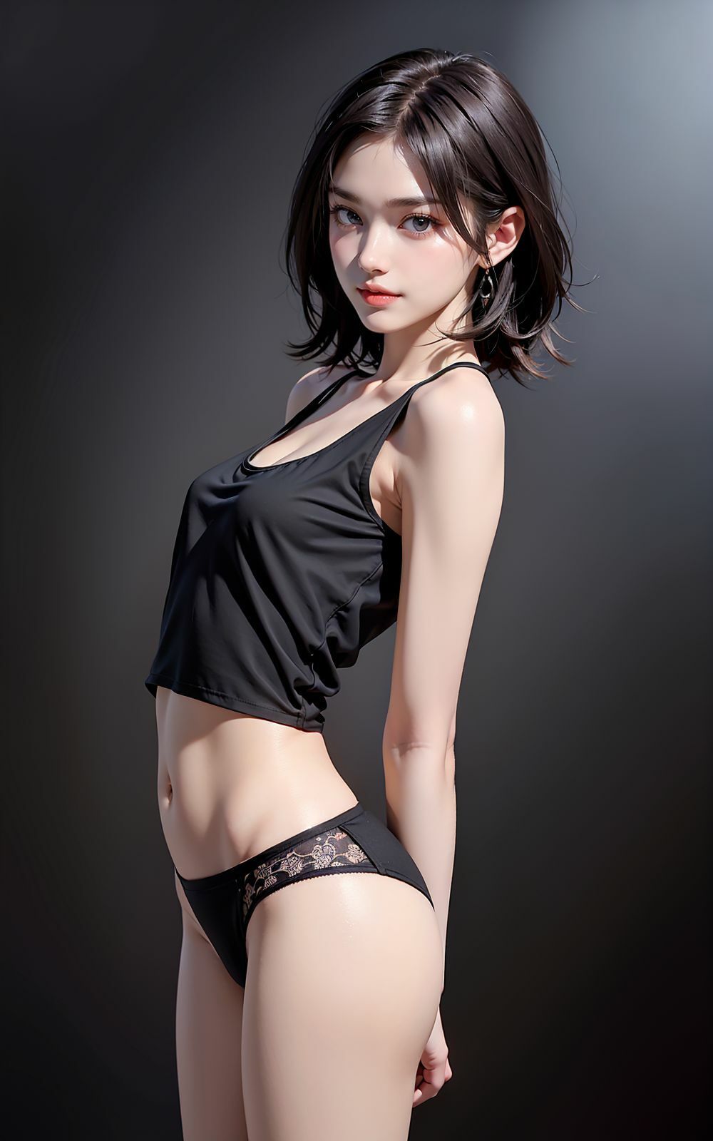 サンプル画像2:モノクロタンクトップ(AI ヤン) [d_387591]