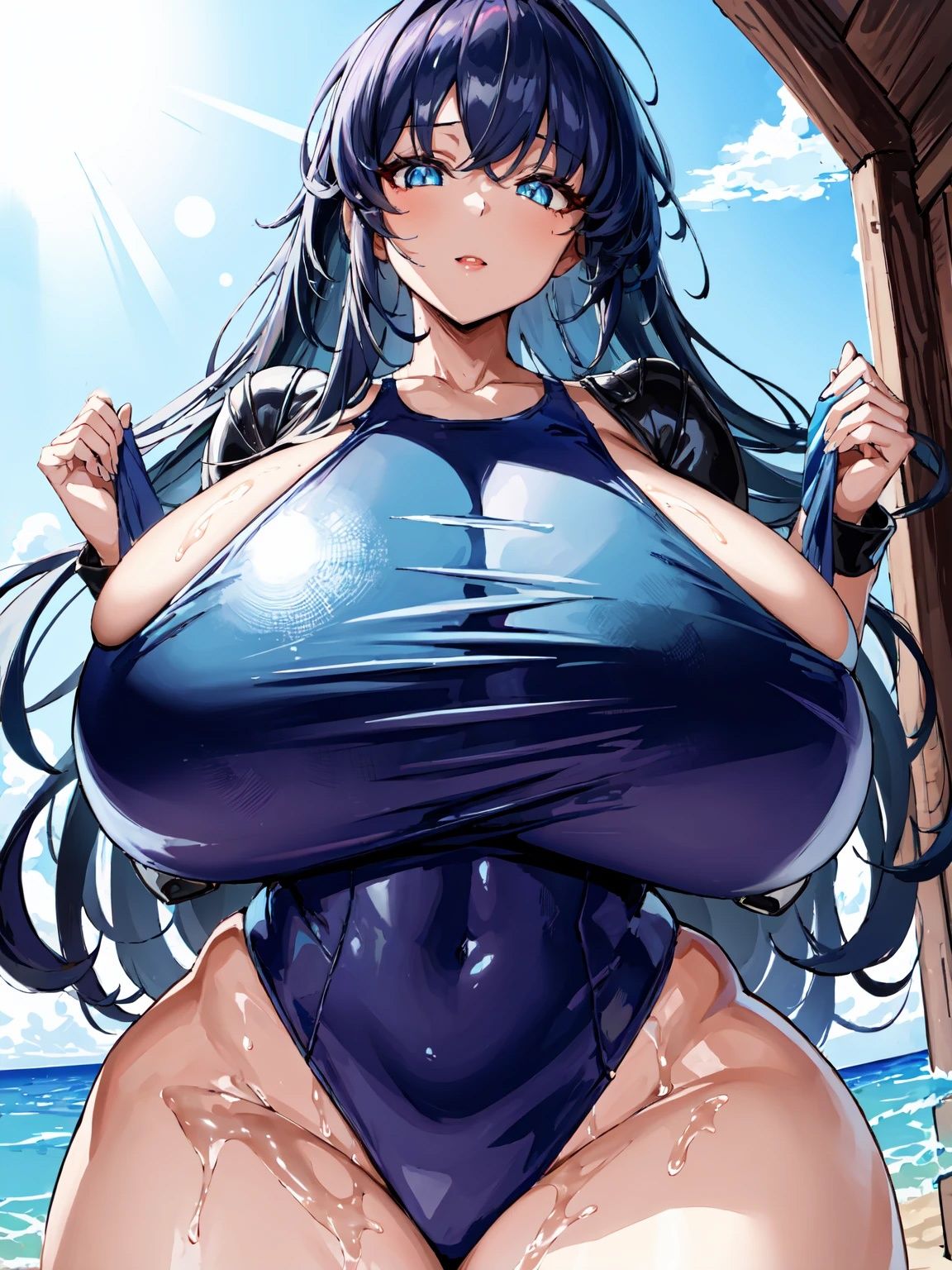 サンプル画像1:爆乳水着美女【妄想イラスト美女図鑑vol.82】(AIイラスト美女研究所) [d_387823]