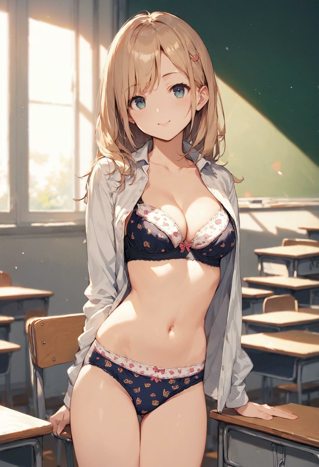 サンプル画像4:かわいい女子校生のプリントパンティ(AI_Shiteru) [d_388155]