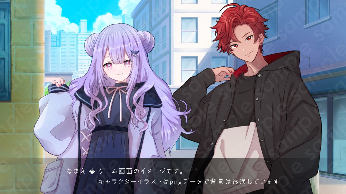 サンプル画像3:【立ち絵素材】マイペースな雰囲気の紫髪・貧乳ちっぱい女性のイラスト/私服ver・裸ver有/全身差分14種【PSD付き】(素材WIZPACK) [d_388536]