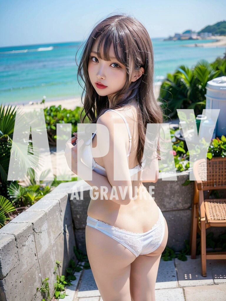 サンプル画像1:水着が無いので下着で海へ(AIPLAY) [d_388576]