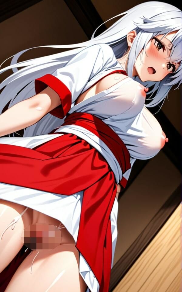 サンプル画像1:巨乳巫女さんのスケスケな誘惑！ 濡れてきちゃいました！(青空と青春) [d_388614]