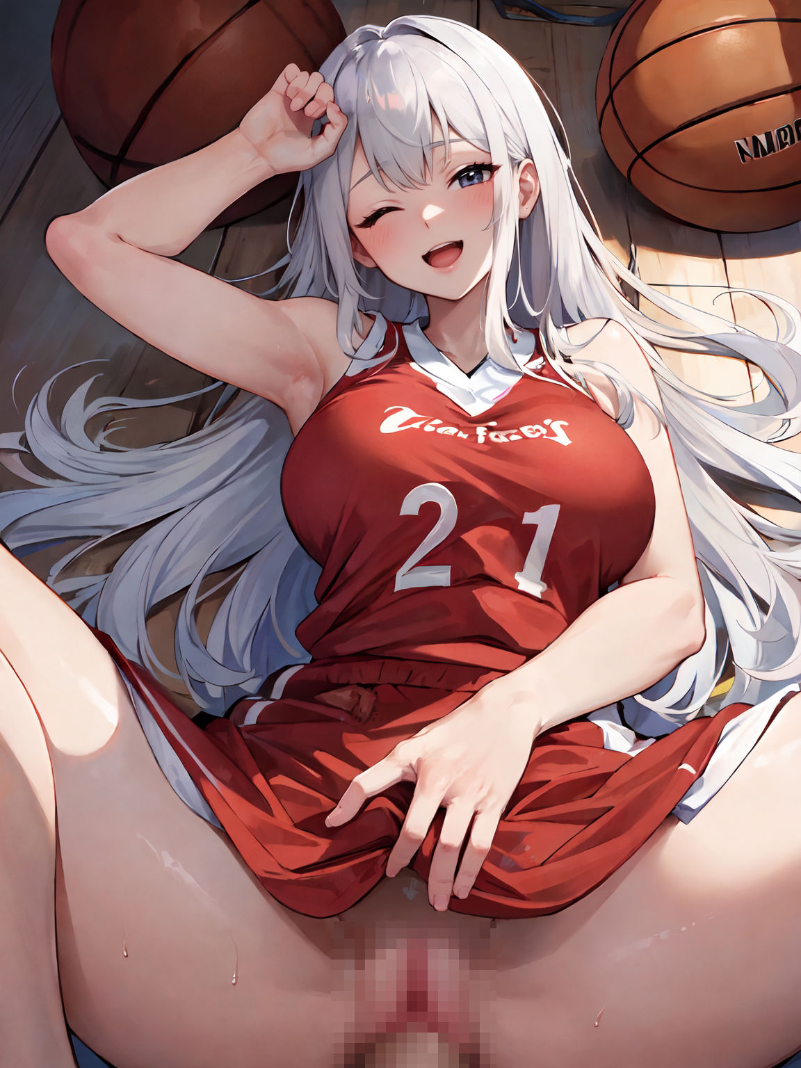 サンプル画像5:笑顔で楽しく♪エッチな女子バスケイラスト集(にゃんはっぴー) [d_388779]