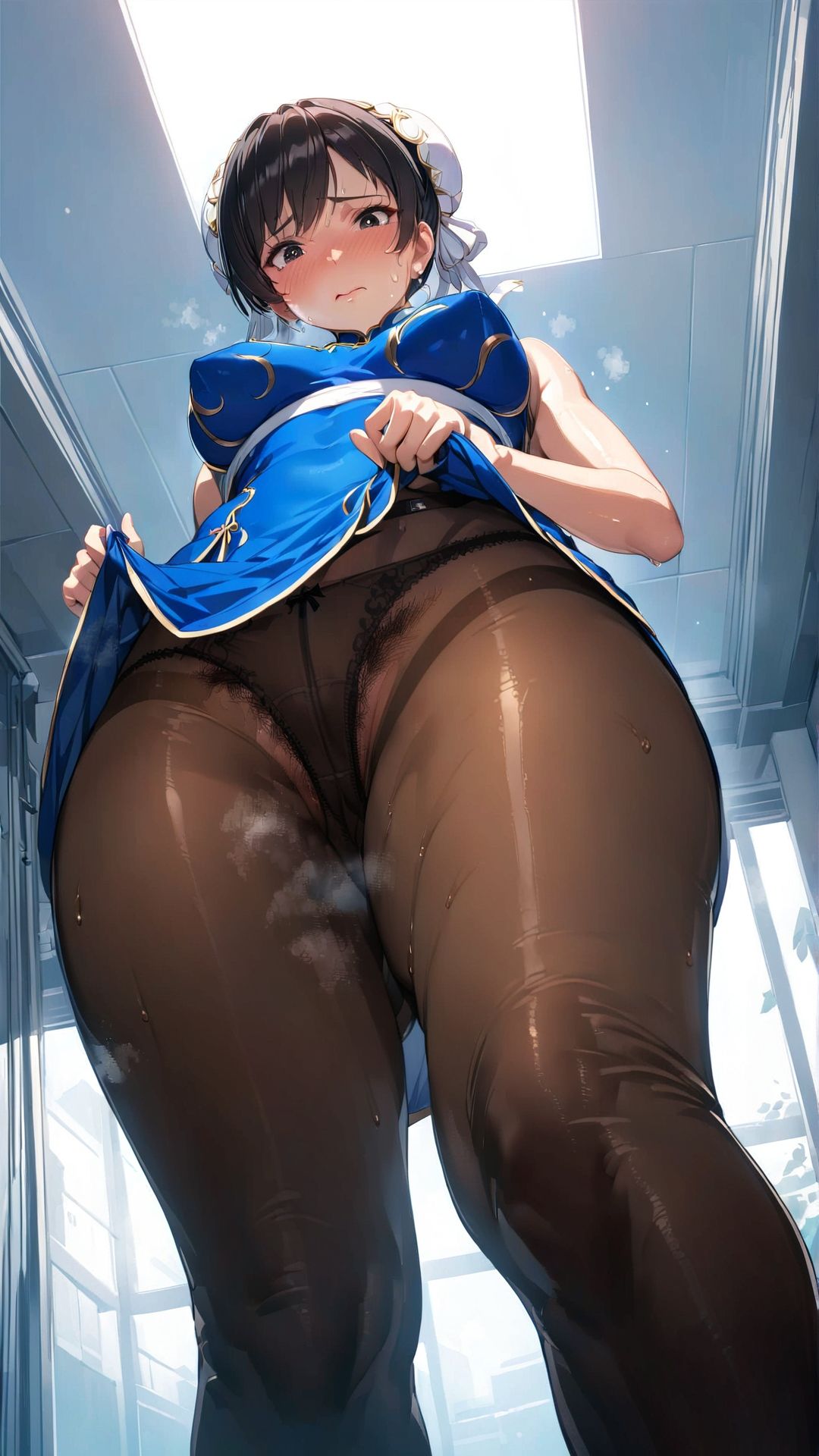 サンプル画像3:春麗 コスプレ（アナル、脱糞、足フェチ、タイツ、ワキフェチ、腋毛、アヘ顔、スリーパー脱糞）(anamonのフェチイラスト) [d_388949]