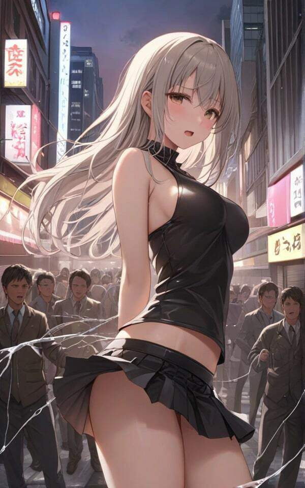 サンプル画像6:ノーパン×ミニスカ×ギャル 見ないで！外だと恥ずかしいなぁ！(妖艶なボディ) [d_389370]