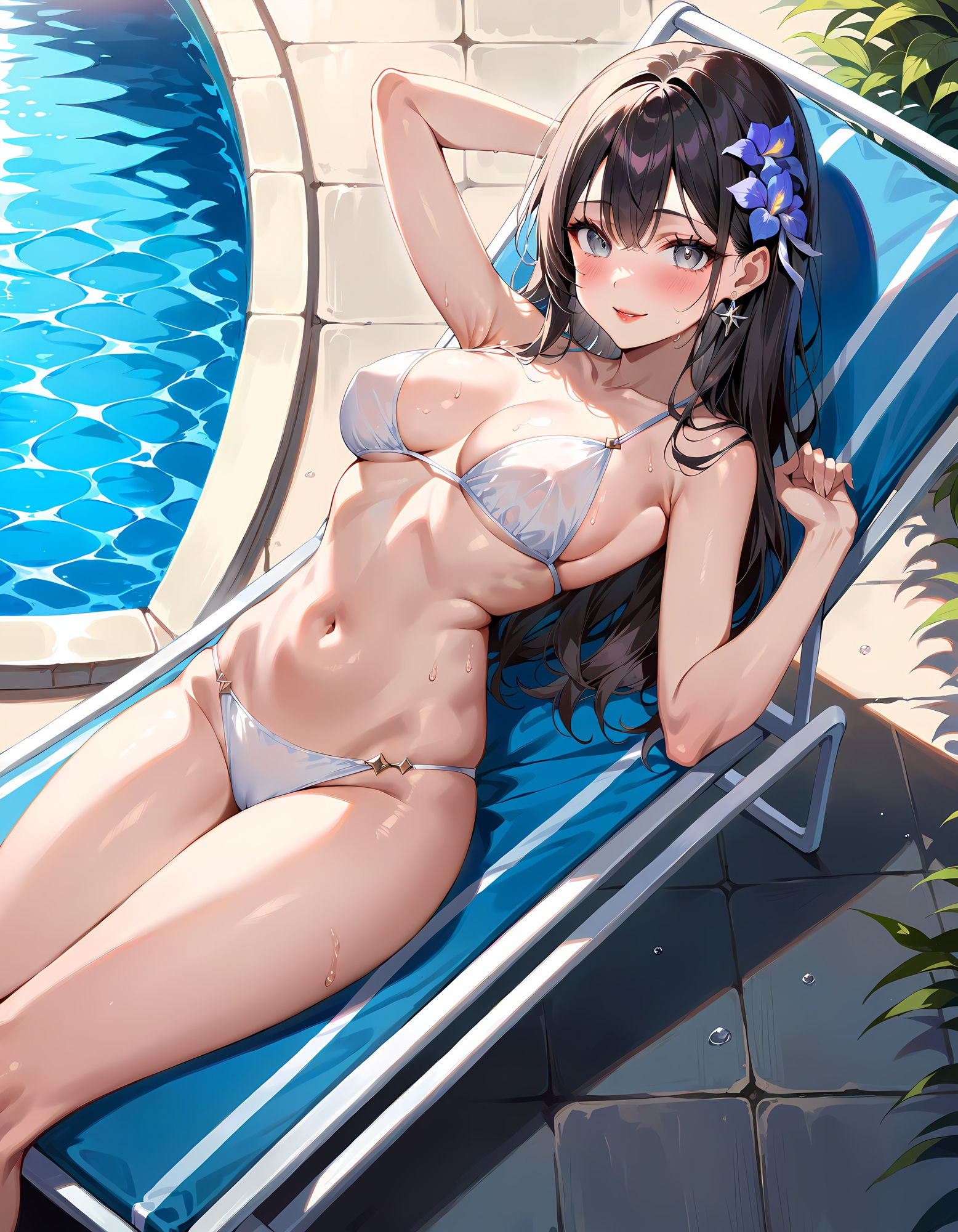 サンプル画像6:クラス一の美少女とプールでデートするCG集(妄想サチュレーション) [d_389538]