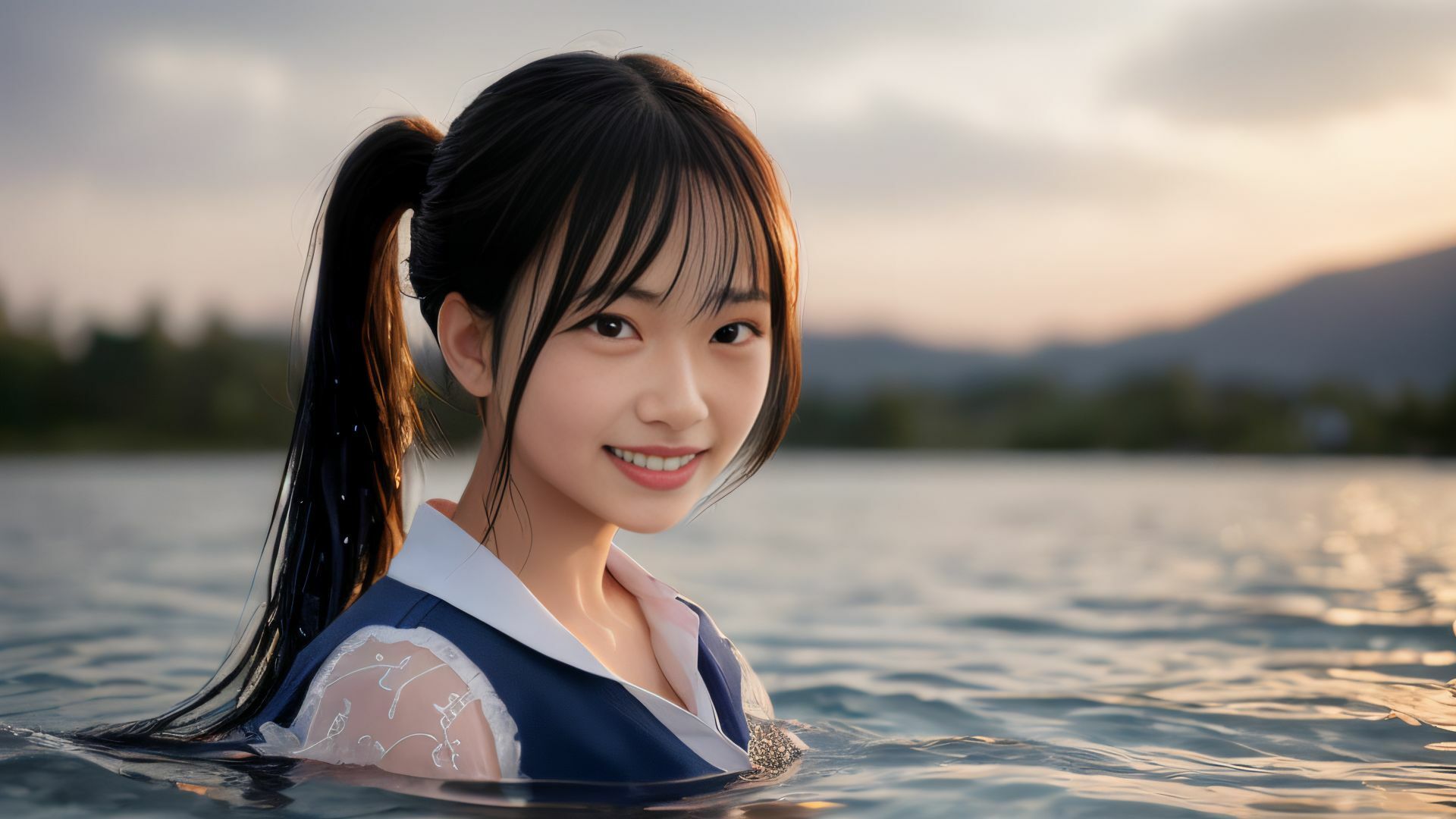 サンプル画像1:夏の生娘 汗ばむカラダは川遊びで濡れて… AI写真集(Gugh Gouf Burgers) [d_389722]