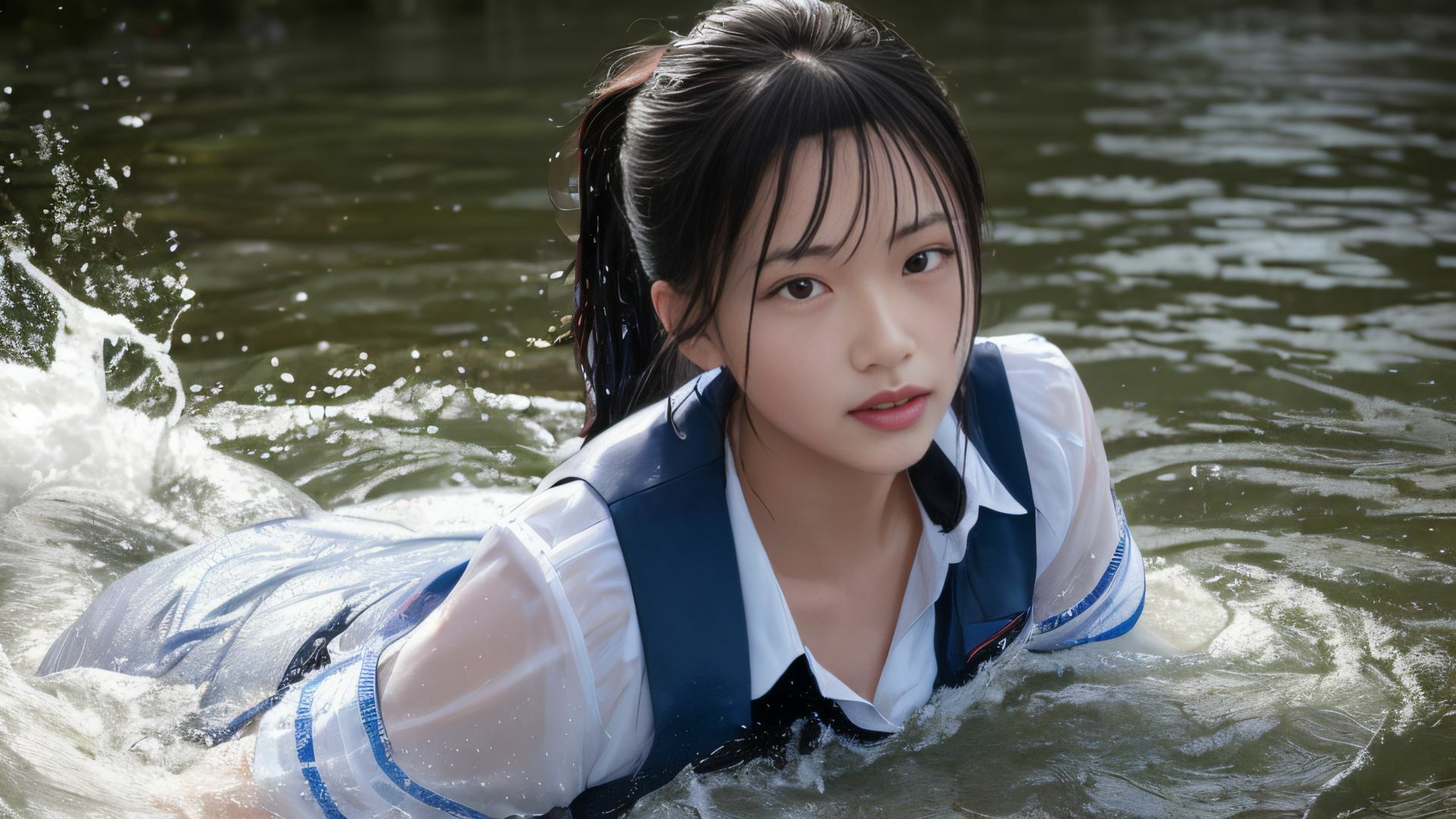 サンプル画像2:夏の生娘 汗ばむカラダは川遊びで濡れて… AI写真集(Gugh Gouf Burgers) [d_389722]