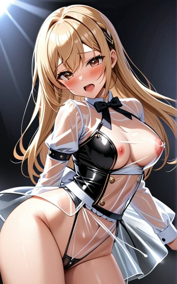 サンプル画像2:スケスケ衣装のアイドル ファンのみんな出し過ぎだよ！(ふわふわピンク) [d_390118]