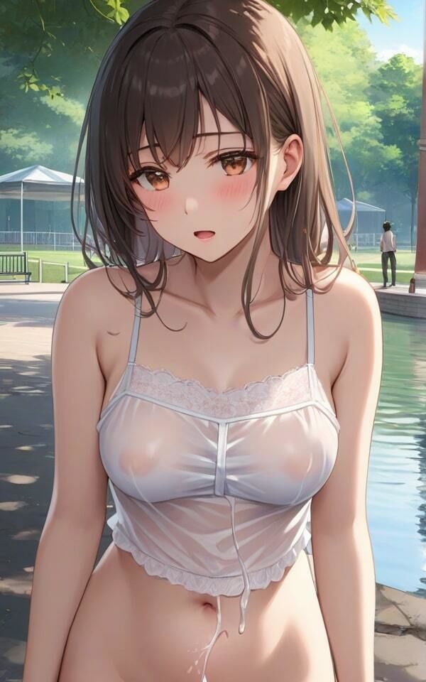 サンプル画像5:公園で透けた服の美女とデート！ 何でみんな見るのかな？(青春の淡い光) [d_390128]