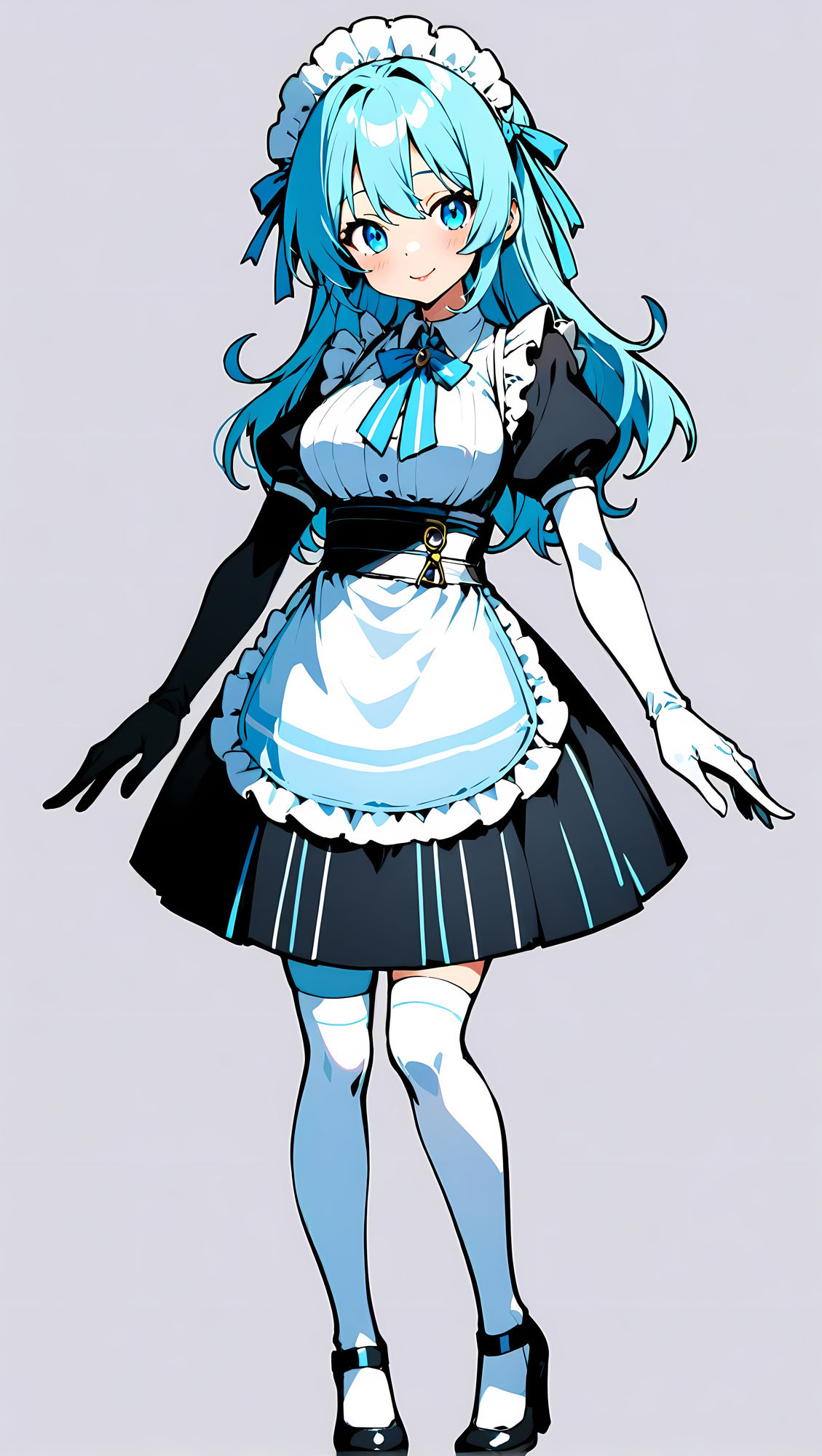 サンプル画像1:AI水色髪メイド服(水樹トワ) [d_390421]