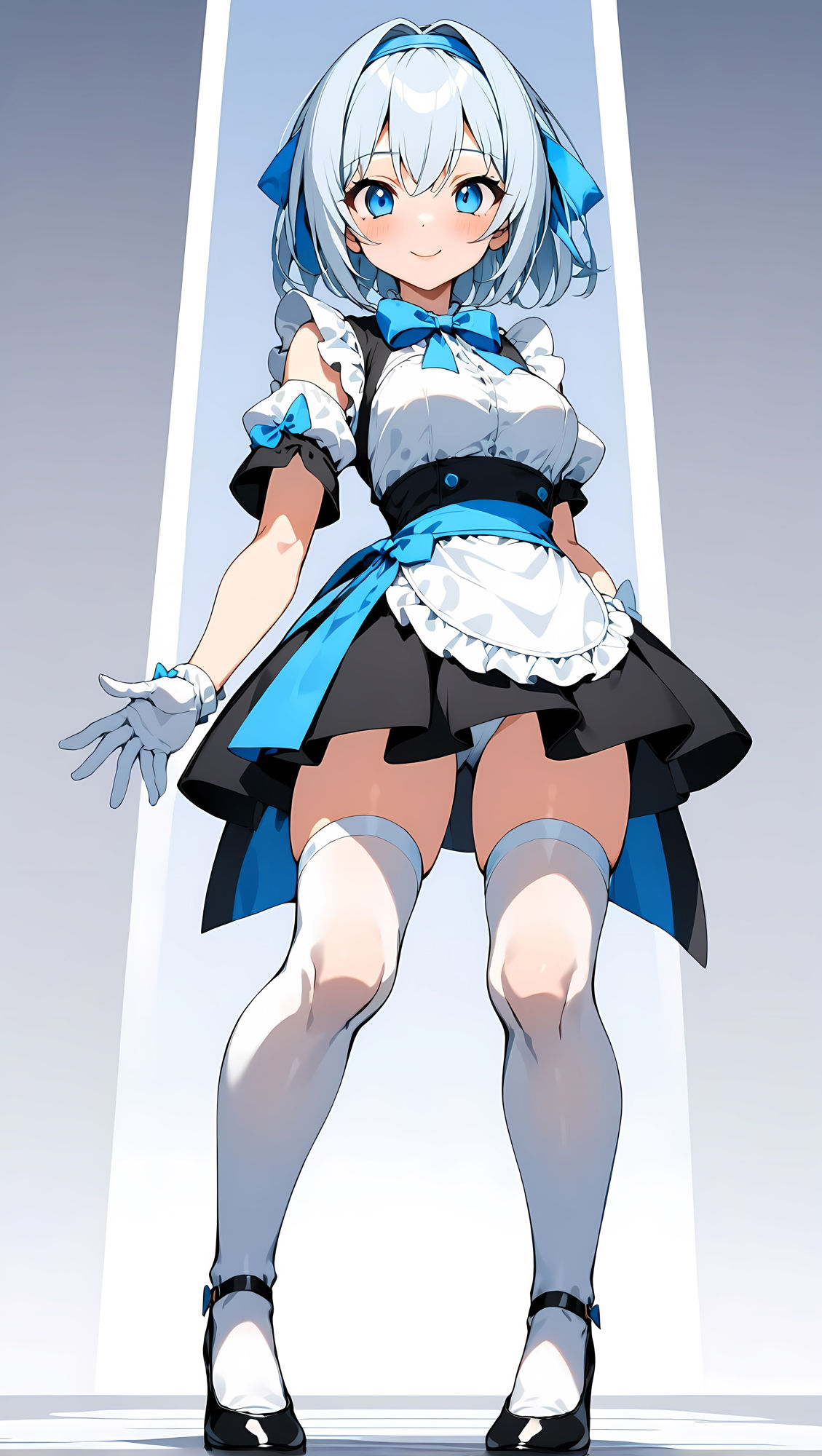 サンプル画像2:AI水色髪メイド服(水樹トワ) [d_390421]