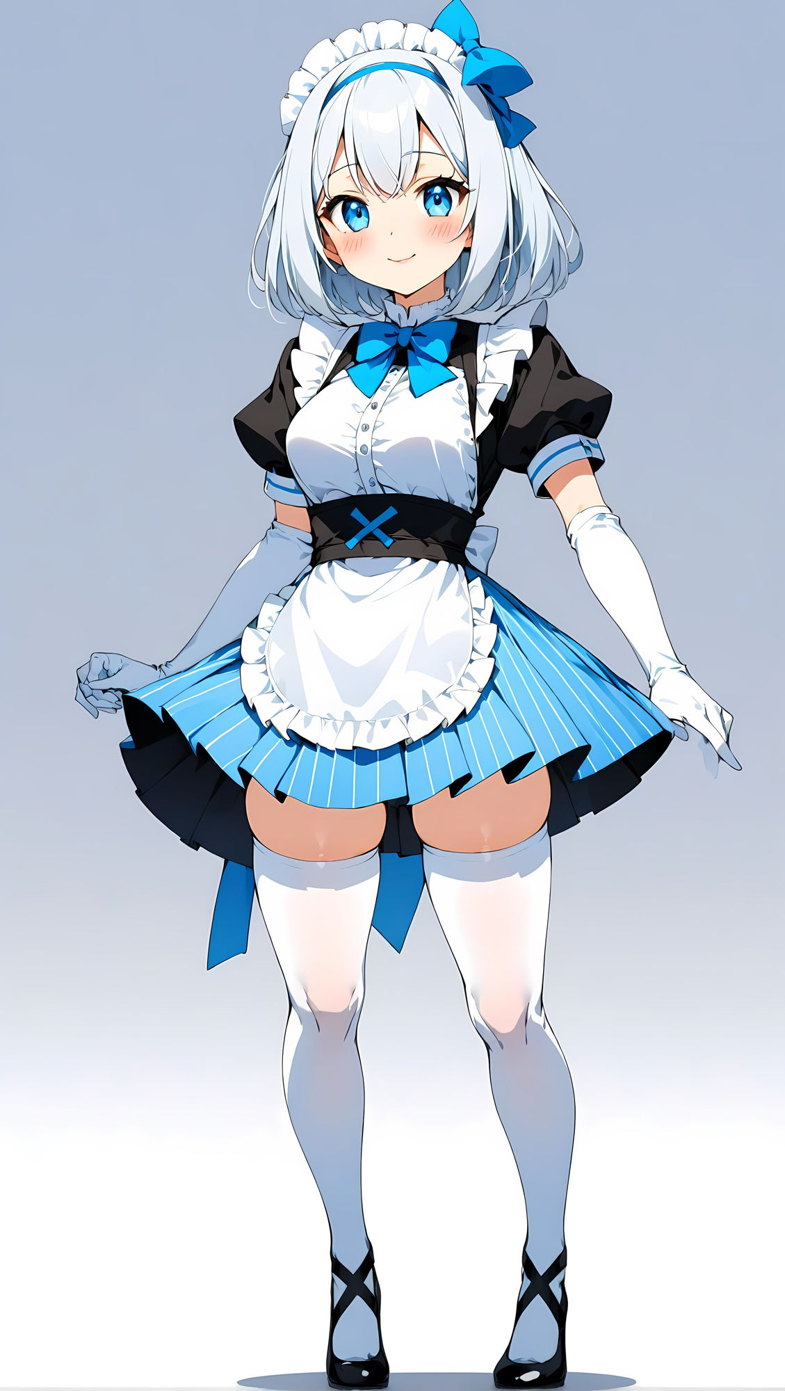 サンプル画像3:AI水色髪メイド服(水樹トワ) [d_390421]