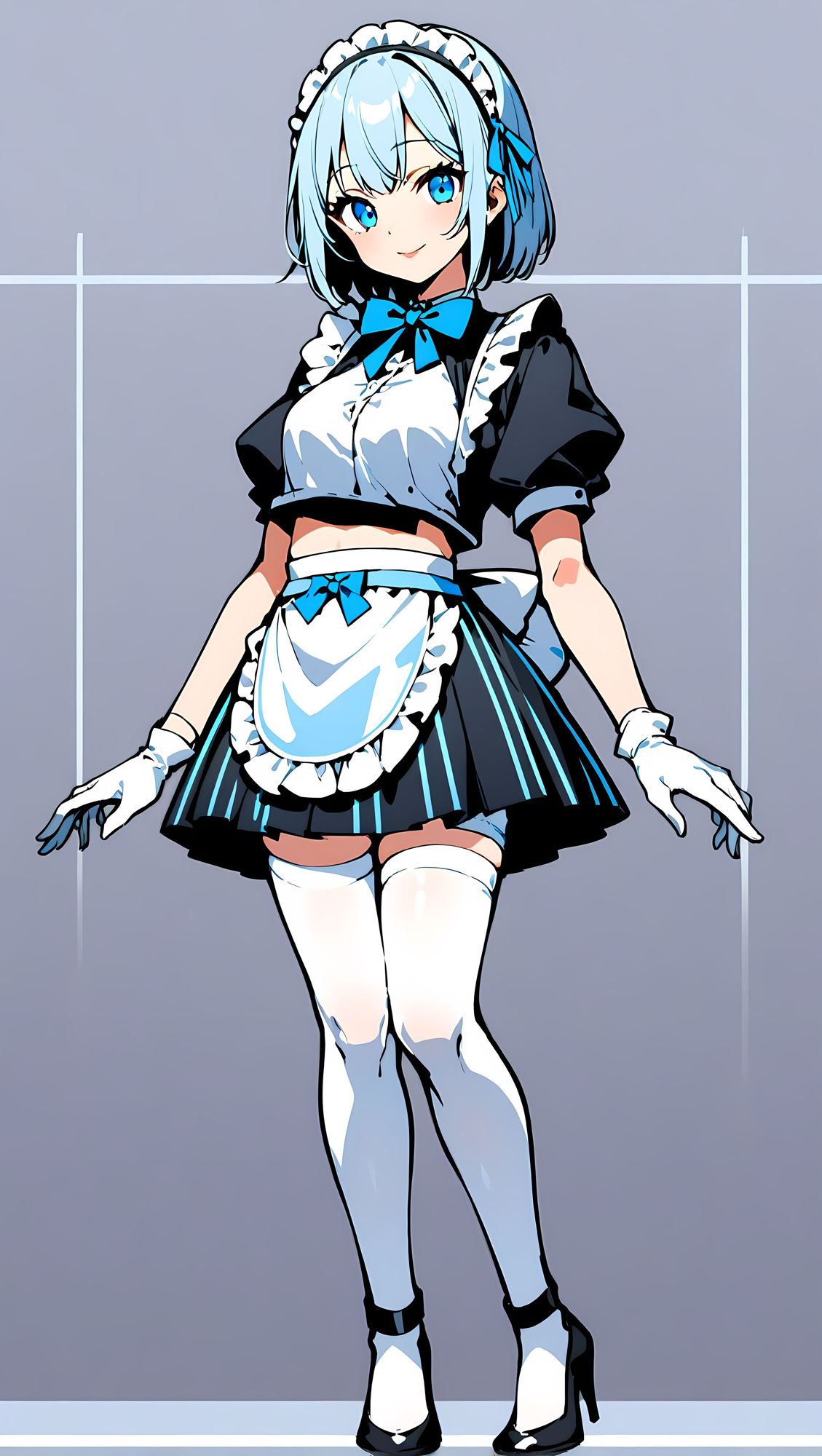 サンプル画像4:AI水色髪メイド服(水樹トワ) [d_390421]