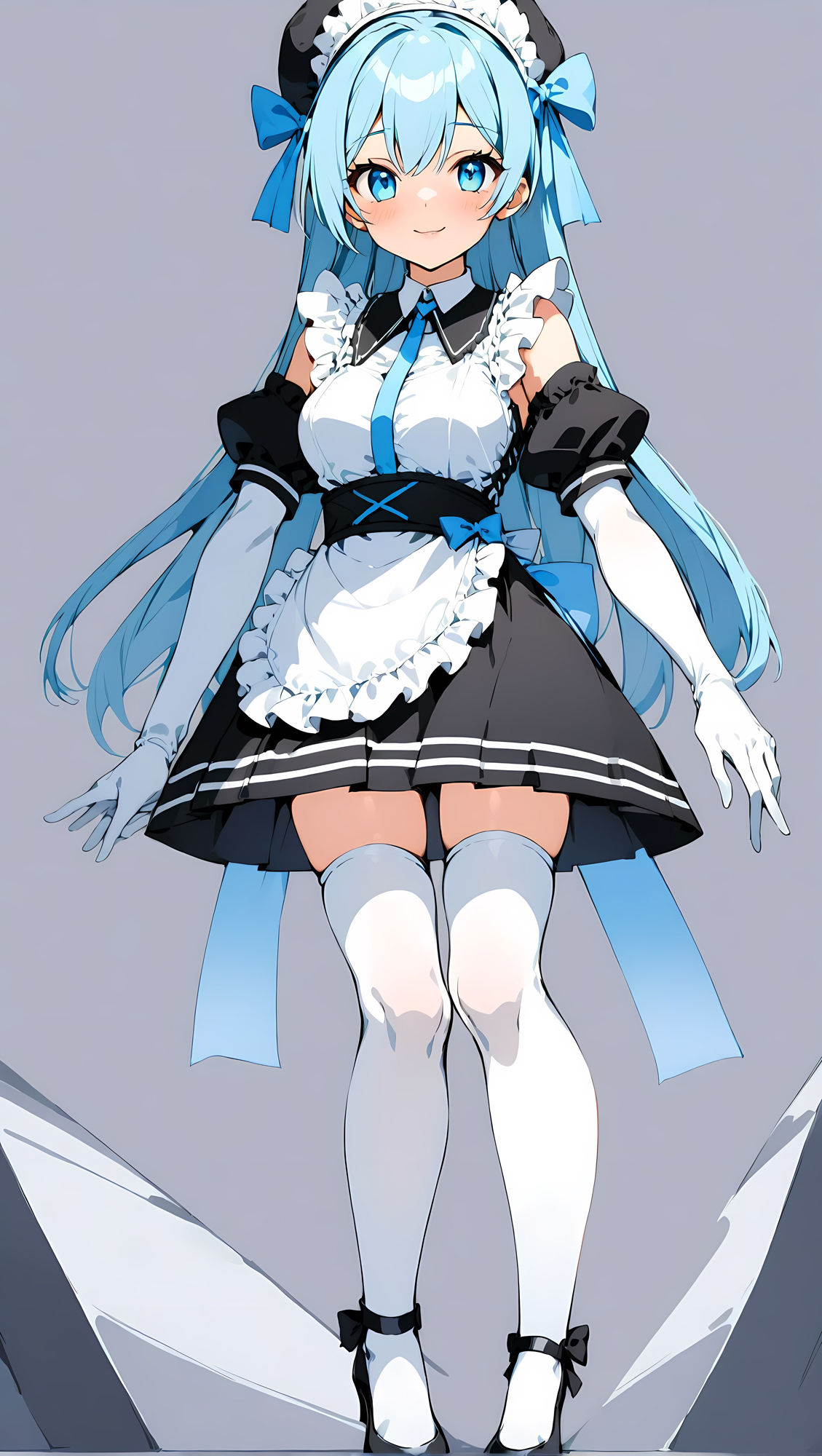 サンプル画像5:AI水色髪メイド服(水樹トワ) [d_390421]