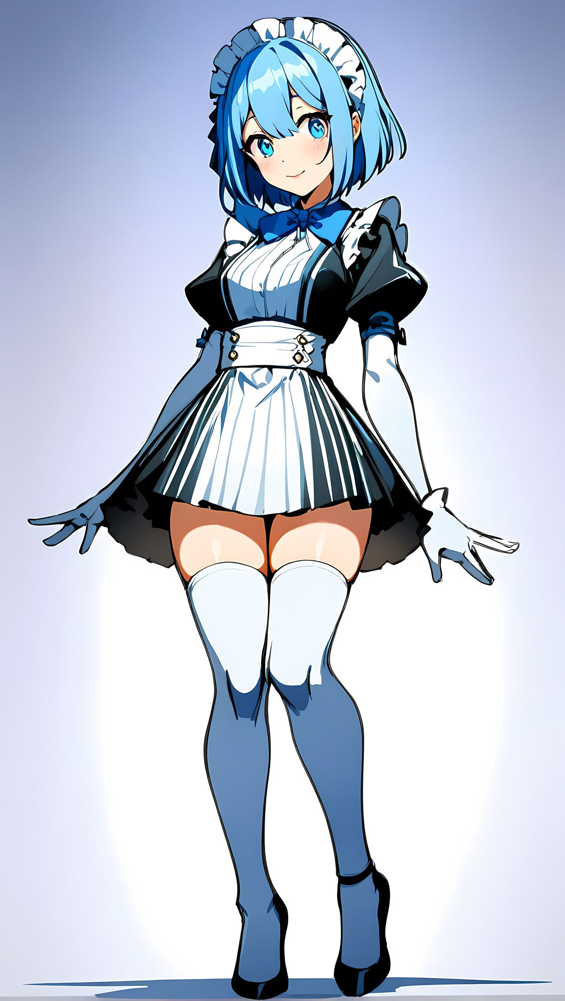 サンプル画像6:AI水色髪メイド服(水樹トワ) [d_390421]