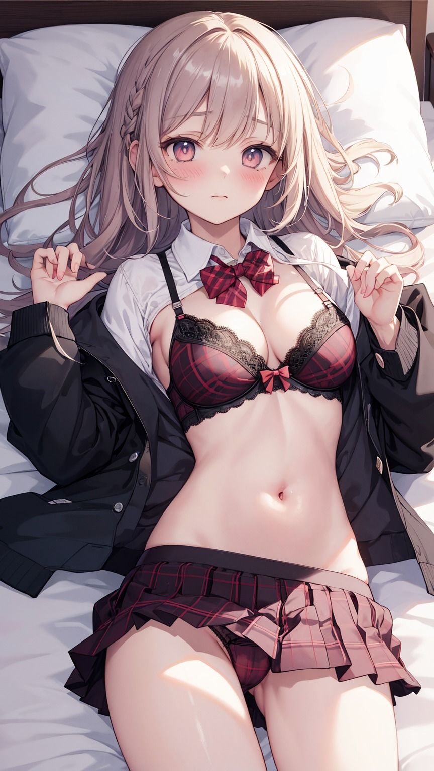 サンプル画像2:ベッドの上の女子〜制服美少女〜(AI嫁クリエイター) [d_390529]