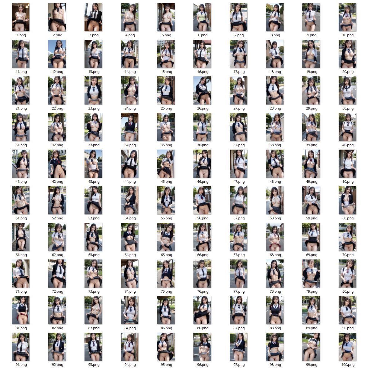 サンプル画像4:巨乳美少女 JK制服 ノーパンスカートめくりヌード写真集 立ちポーズ編 その1(AI Maker.Love) [d_390547]