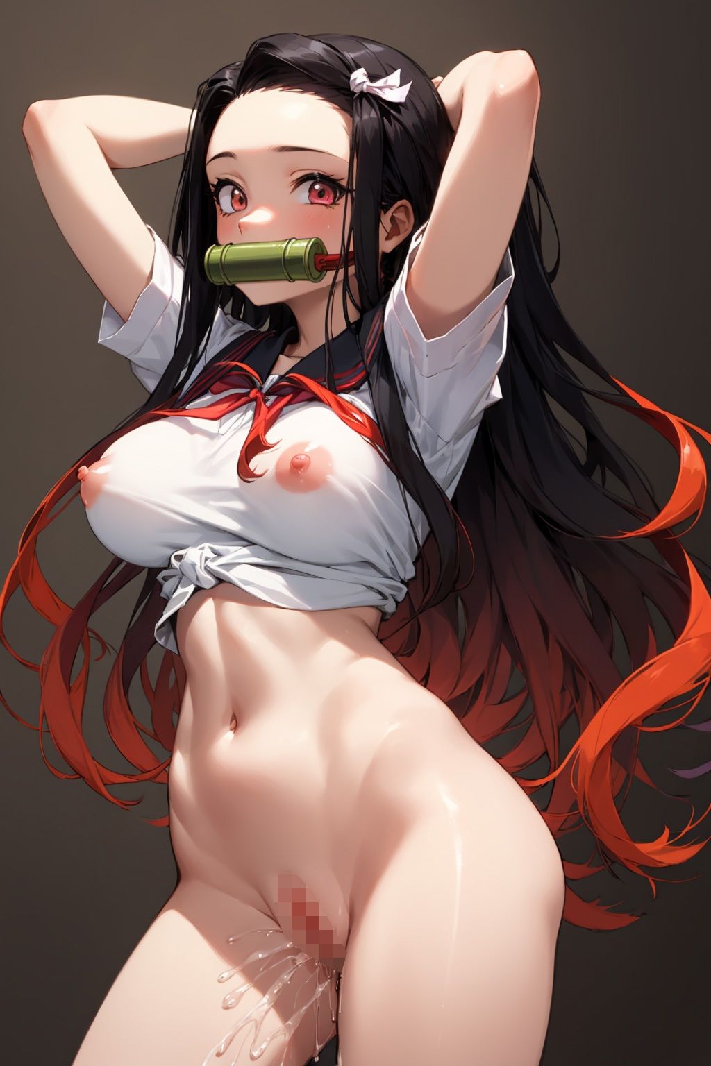 サンプル画像1:卑猥の禰豆子 – 禰豆子の通学孤独編 Ver.1 -(AI Innovation) [d_390551]