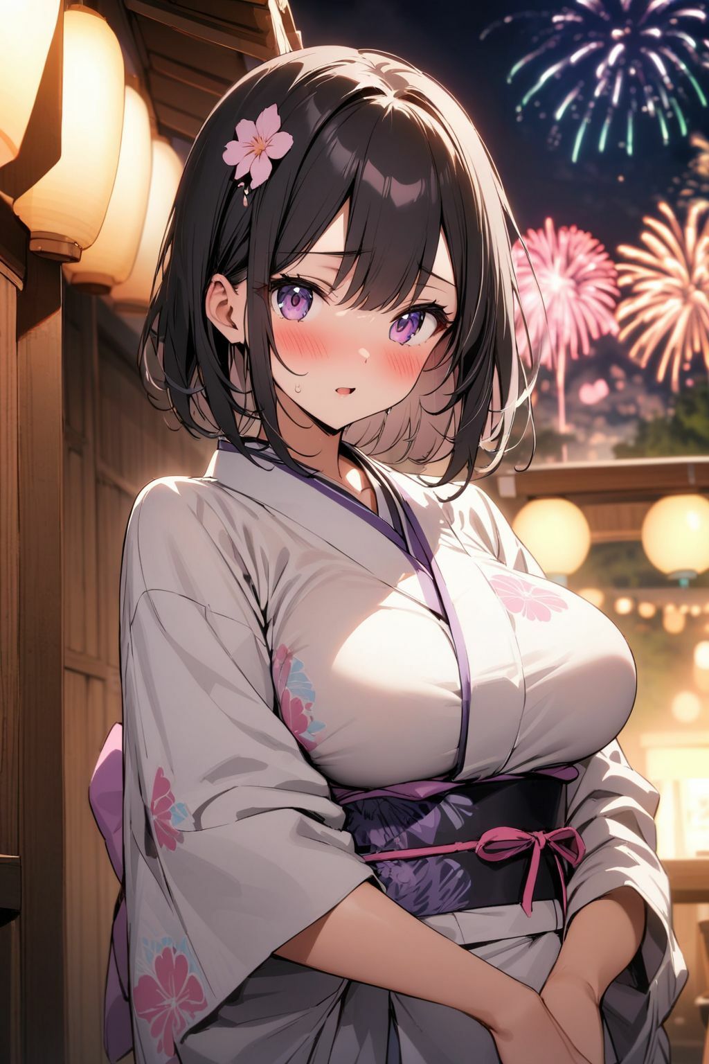 サンプル画像1:幼なじみとの花火大会デート中にムラムラしたので青姦しちゃった件(肉欲の園) [d_390557]