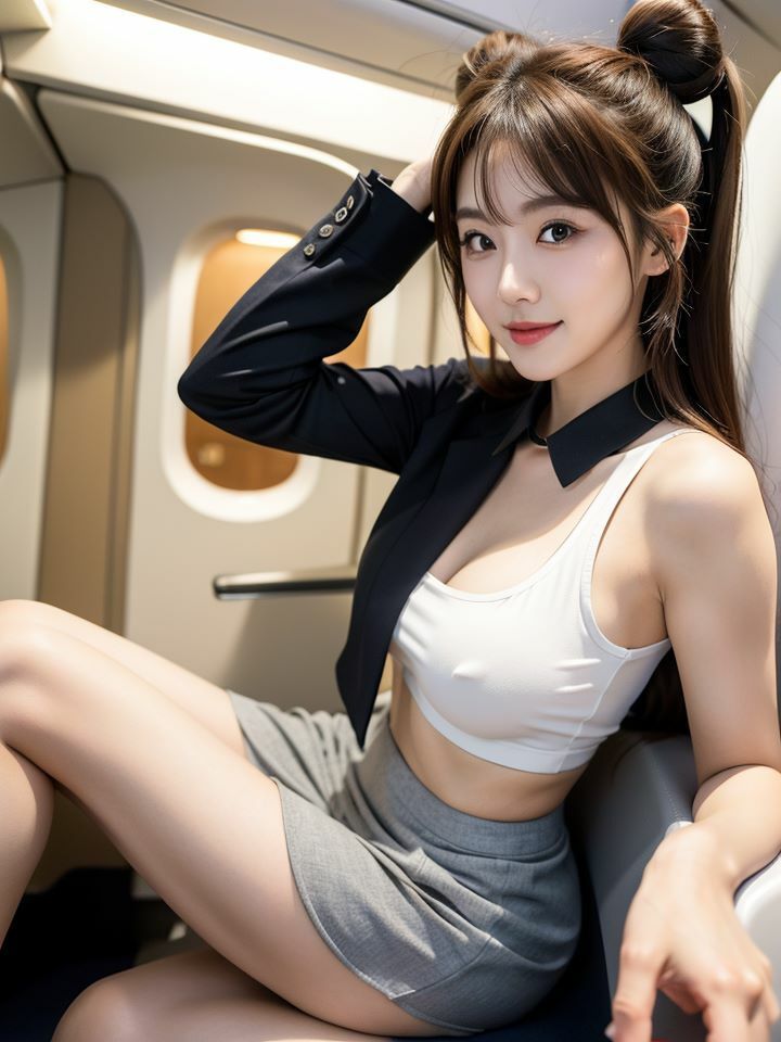 サンプル画像2:初めてファーストクラスに乗った僕に妖艶なキャビンアテンダントが強烈な誘惑を仕掛けてきた(みっちい) [d_390738]