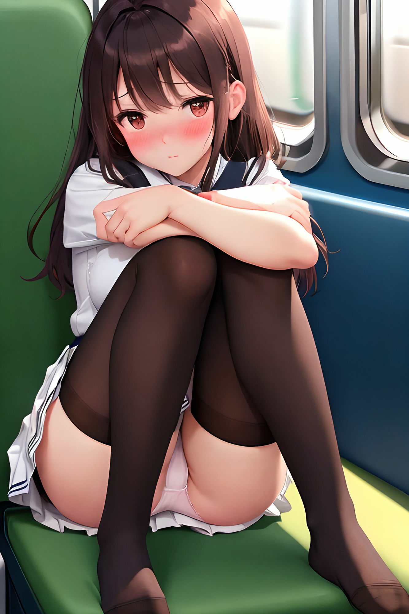 サンプル画像2:ハーレム女子校生 パンチラ×下乳で誘惑してくる 女子校生×ニーハイ編(チラ見えプリン) [d_390829]