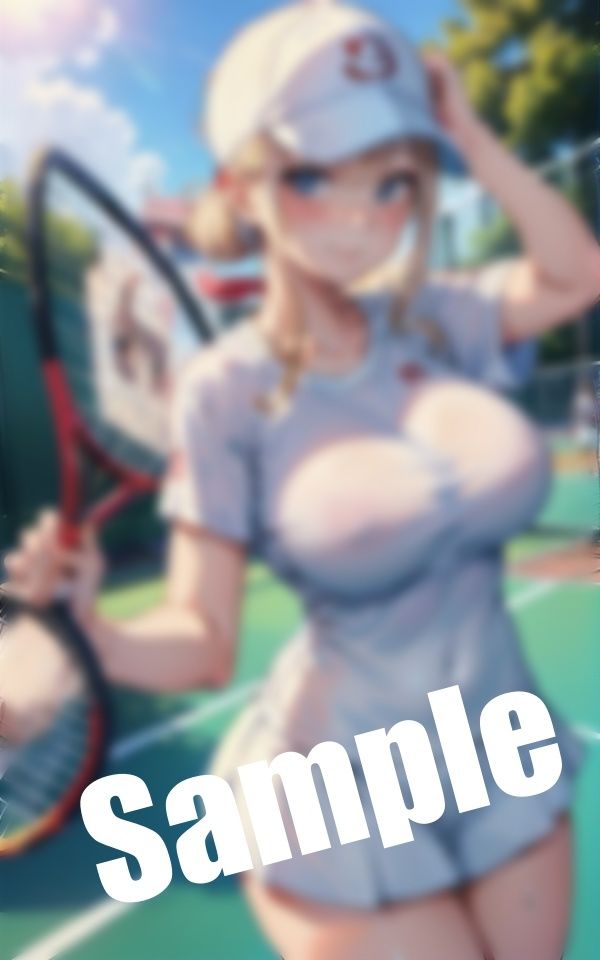 サンプル画像4:巨乳テニス女子〜乳首がスケスケのウエアでプレイ…(美女300円均一) [d_390972]