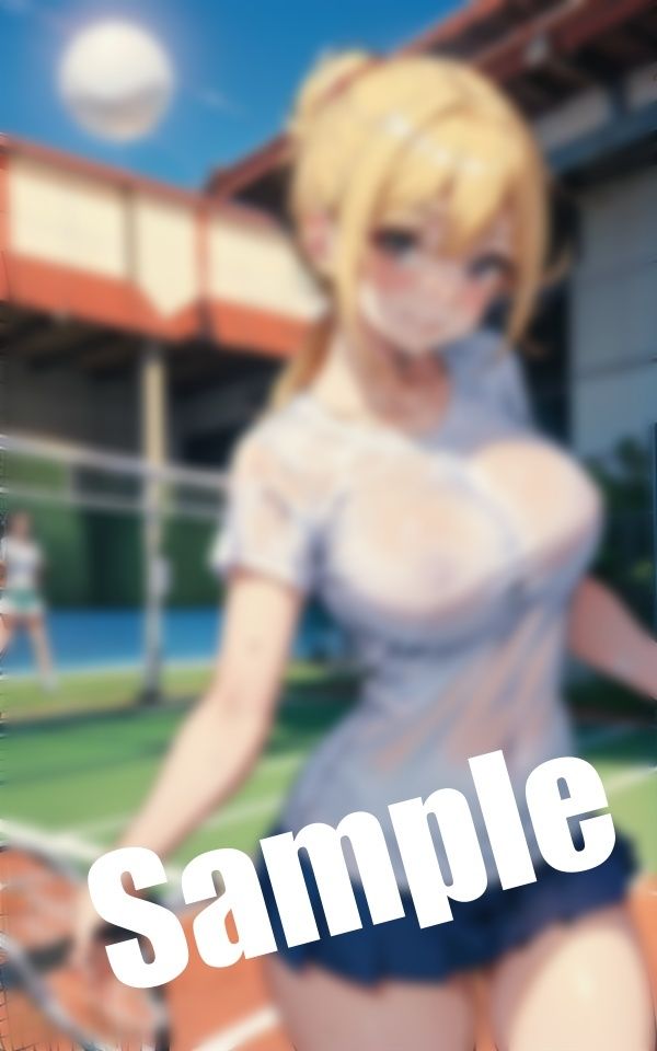 サンプル画像5:巨乳テニス女子〜乳首がスケスケのウエアでプレイ…(美女300円均一) [d_390972]