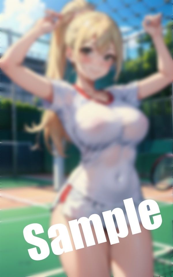 サンプル画像2:エロ系テニス女子〜ピンクの乳首が透けるウエアで…(えちえち見放題) [d_390979]