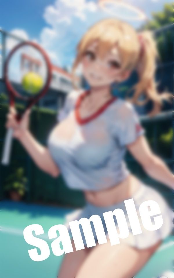 サンプル画像3:エロ系テニス女子〜ピンクの乳首が透けるウエアで…(えちえち見放題) [d_390979]