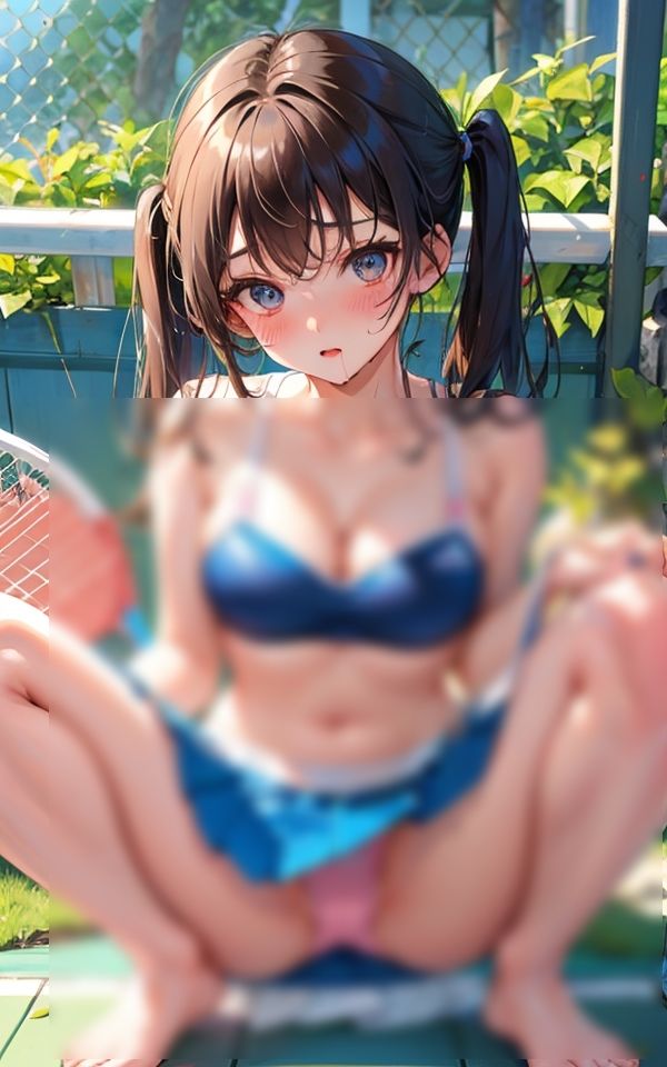 サンプル画像2:いっぱい汗かいちゃった 〜テニス女子のエッチな姿〜(AIアート工房) [d_391045]