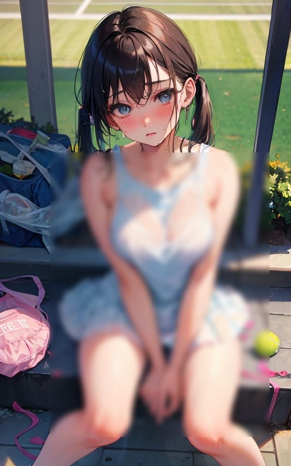 サンプル画像4:いっぱい汗かいちゃった 〜テニス女子のエッチな姿〜(AIアート工房) [d_391045]