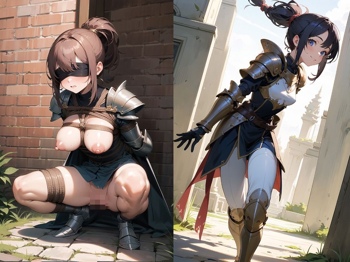 サンプル画像6:敗北した女騎士2(猫パンチ) [d_391788]