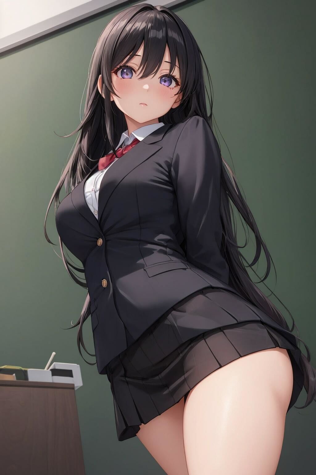 サンプル画像2:黒髪優等生と授業の裏で。(森の裏道) [d_391961]