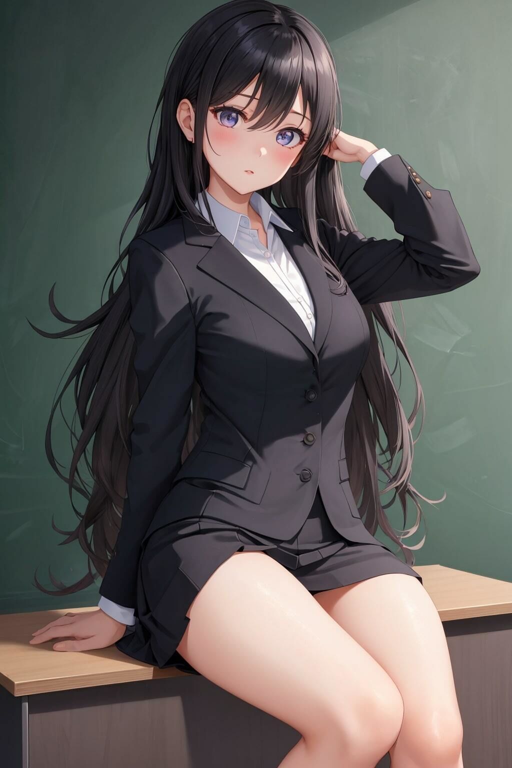 サンプル画像4:黒髪優等生と授業の裏で。(森の裏道) [d_391961]