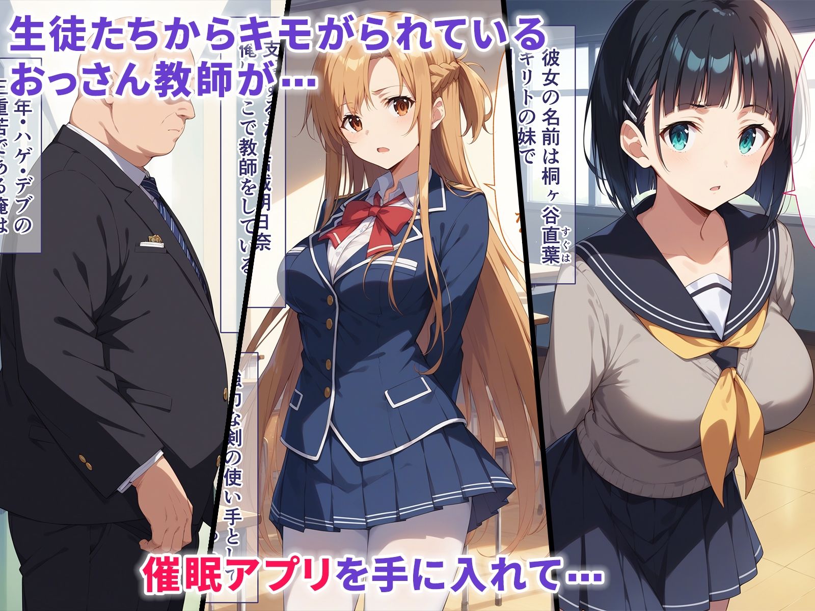 サンプル画像1:帰還者学園の巨乳コンビが催●おじさんに寝取られ孕まされる話(ぶるーと) [d_392000]