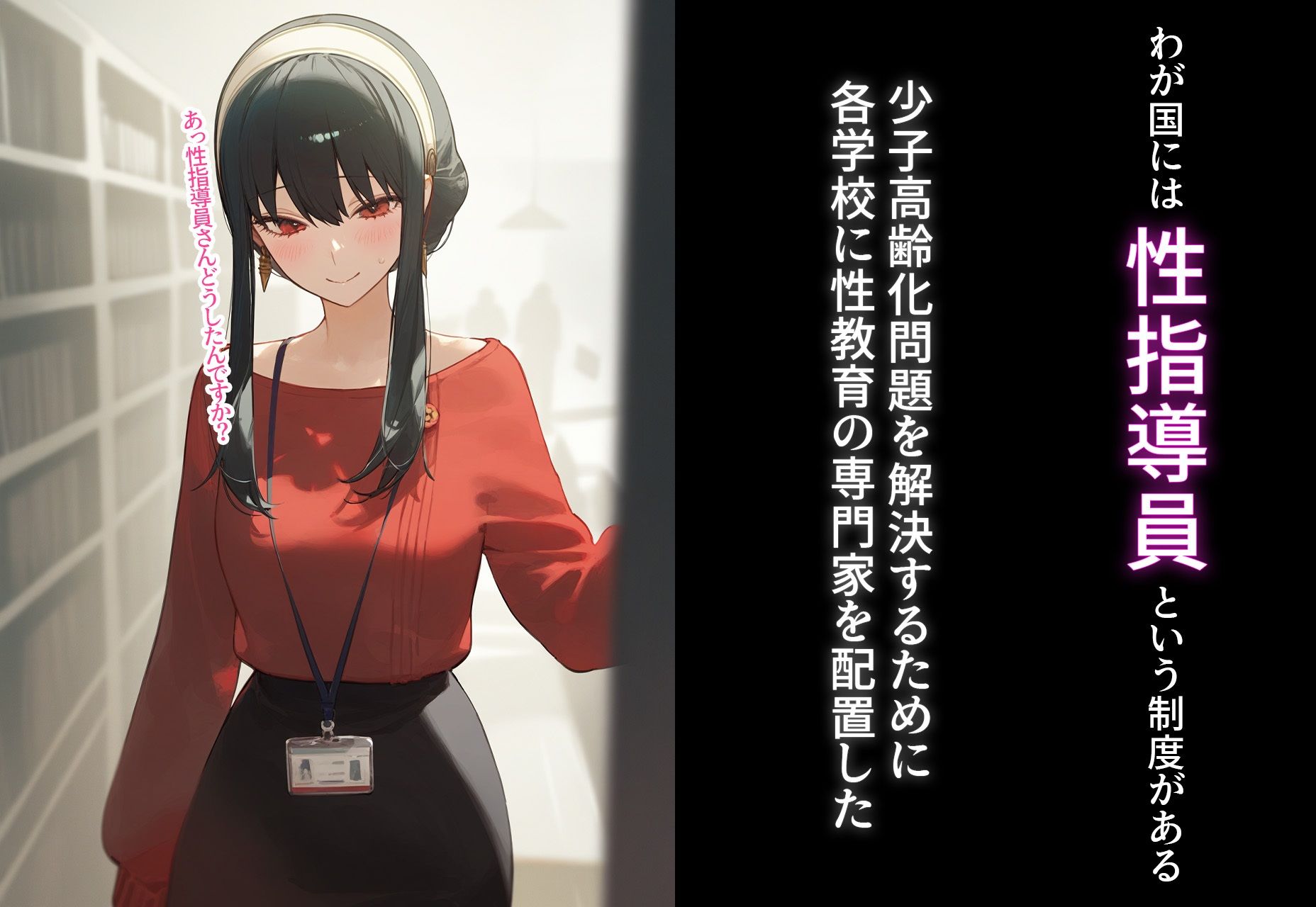 サンプル画像1:少子化対策性指導員〜性指導員さんは絶対！？〜 ヨル・フォー◯ャー 編(○○○ガール) [d_392034]