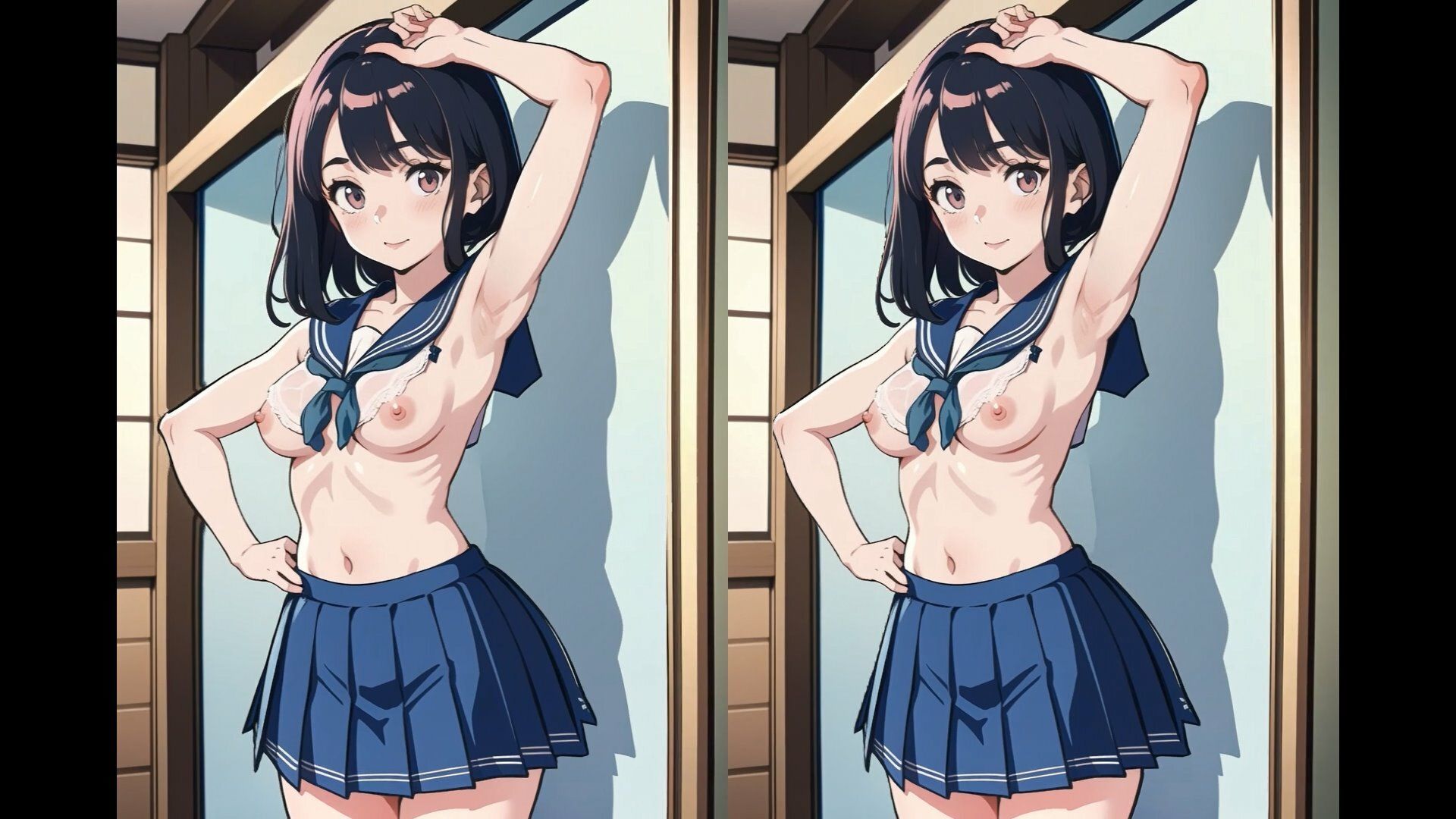 サンプル画像4:【自然な視力回復法！ 】3D x VR AI着エロアニメ動画 〜禁断のお着替え 魅力のランジェリー01〜(AI画像研究会) [d_392542]