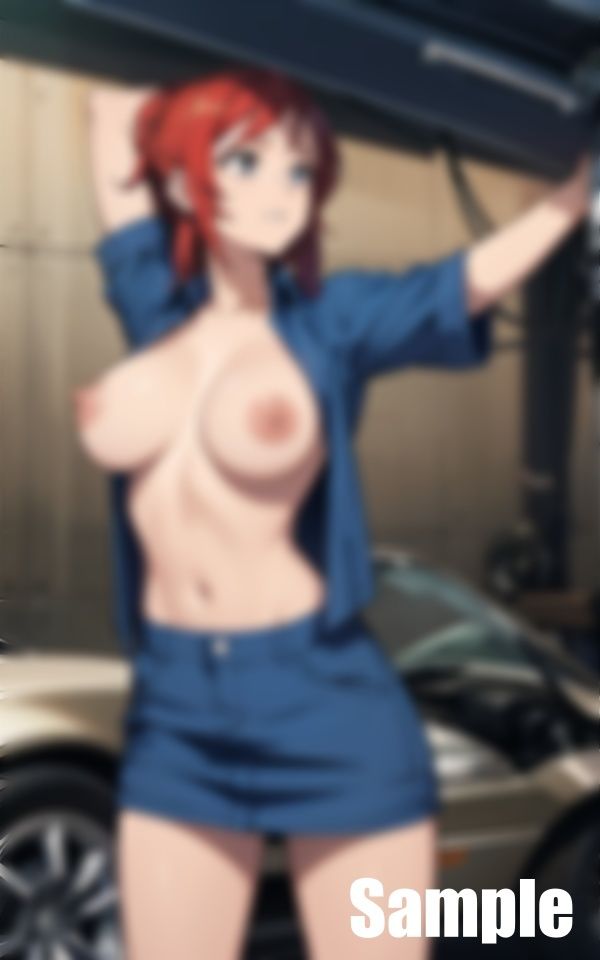 サンプル画像4:自動車整備工場 女性メカニック(にゃんころりん) [d_392882]