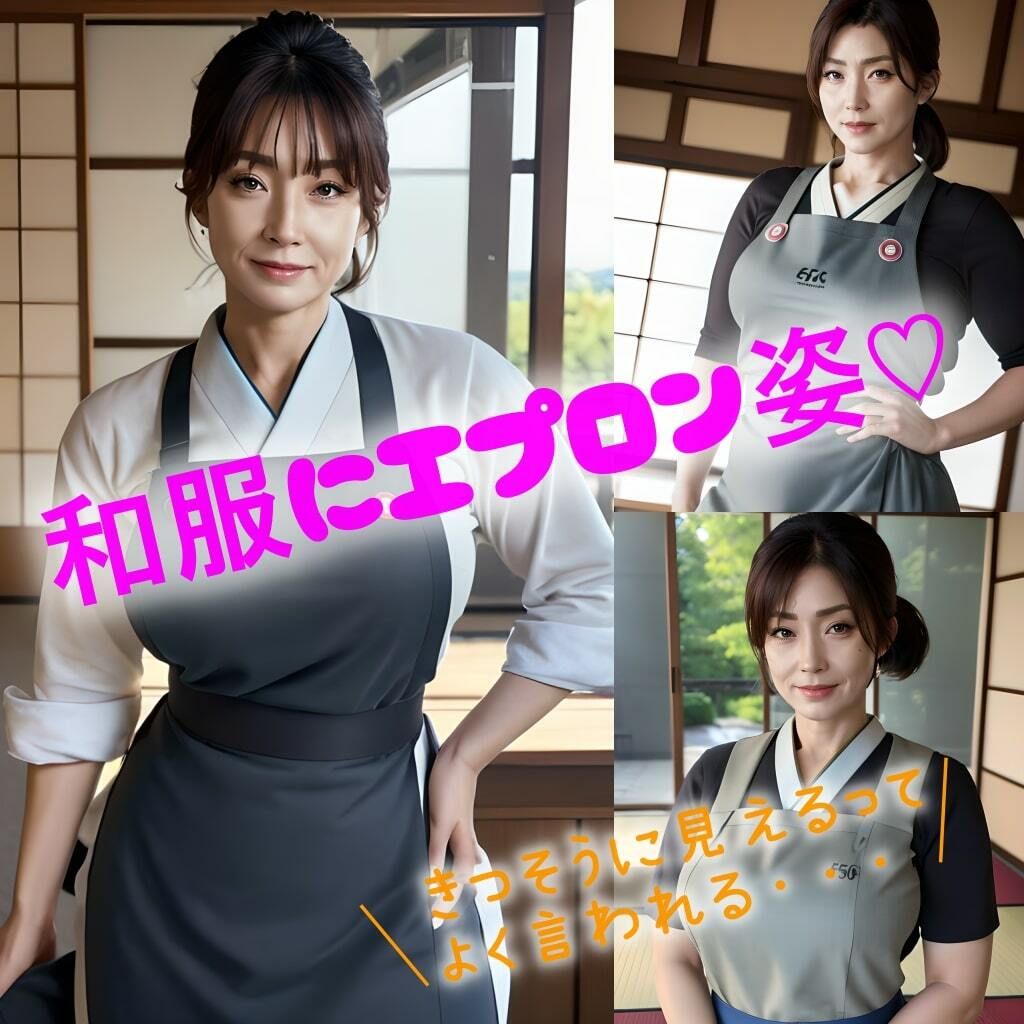 サンプル画像1:【着衣エロ勃起乳首と時々陰毛】豊満義母の和装エプロン【卑猥な89p】(紐をギュッとね) [d_393500]