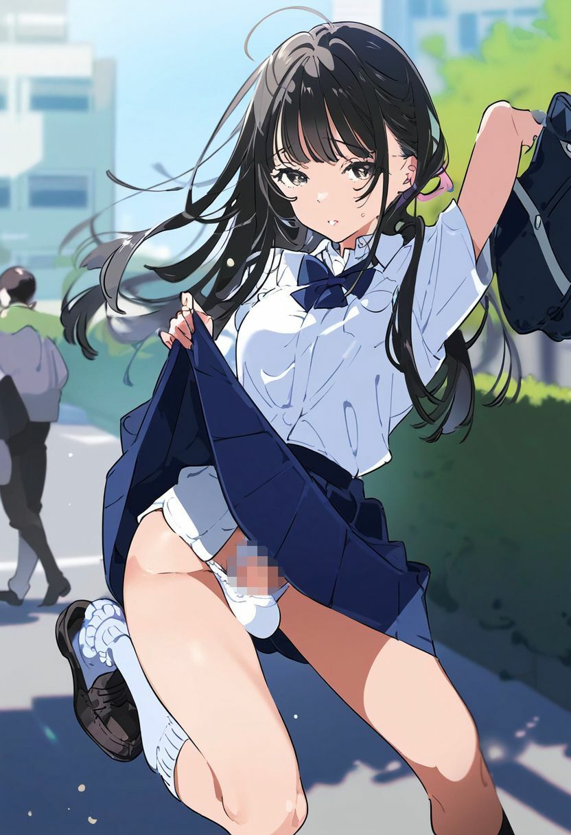 サンプル画像4:清楚な制服ふたなりJKのエッチな勃起と射精（学校・教室・通学・黒髪・着替え・オナニー・照れ）イラスト480枚(絵師たか) [d_393693]