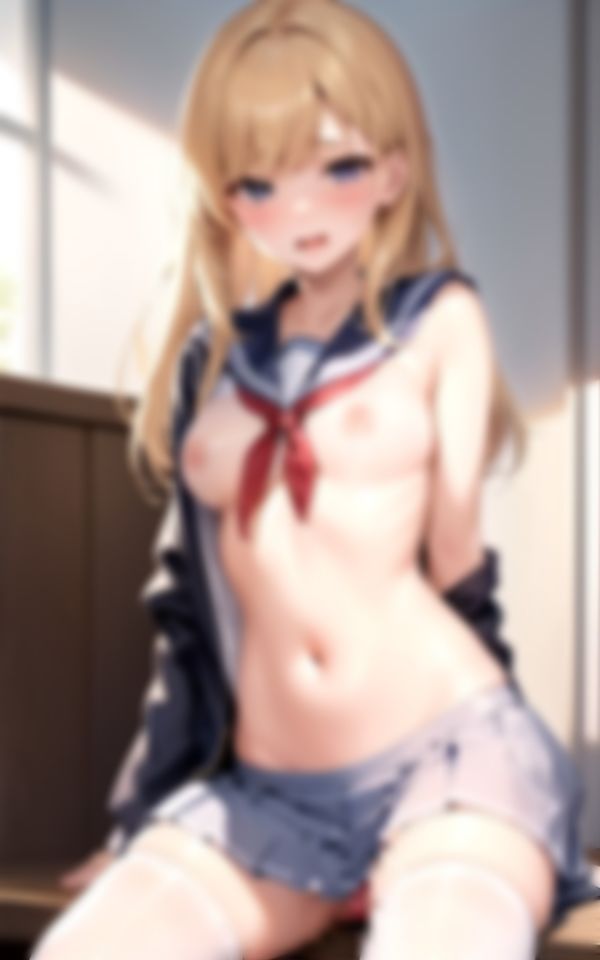 サンプル画像1:セクシーポーズで男を挑発してくる淫乱金髪美女学生(おやすみバニー) [d_393737]