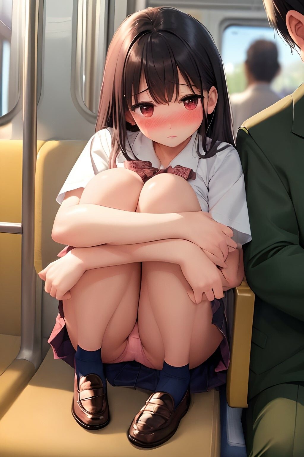 サンプル画像4:ハーレム女子校生 パンチラ×下乳で誘惑してくる 女子校生×生脚編(チラ見えプリン) [d_393877]