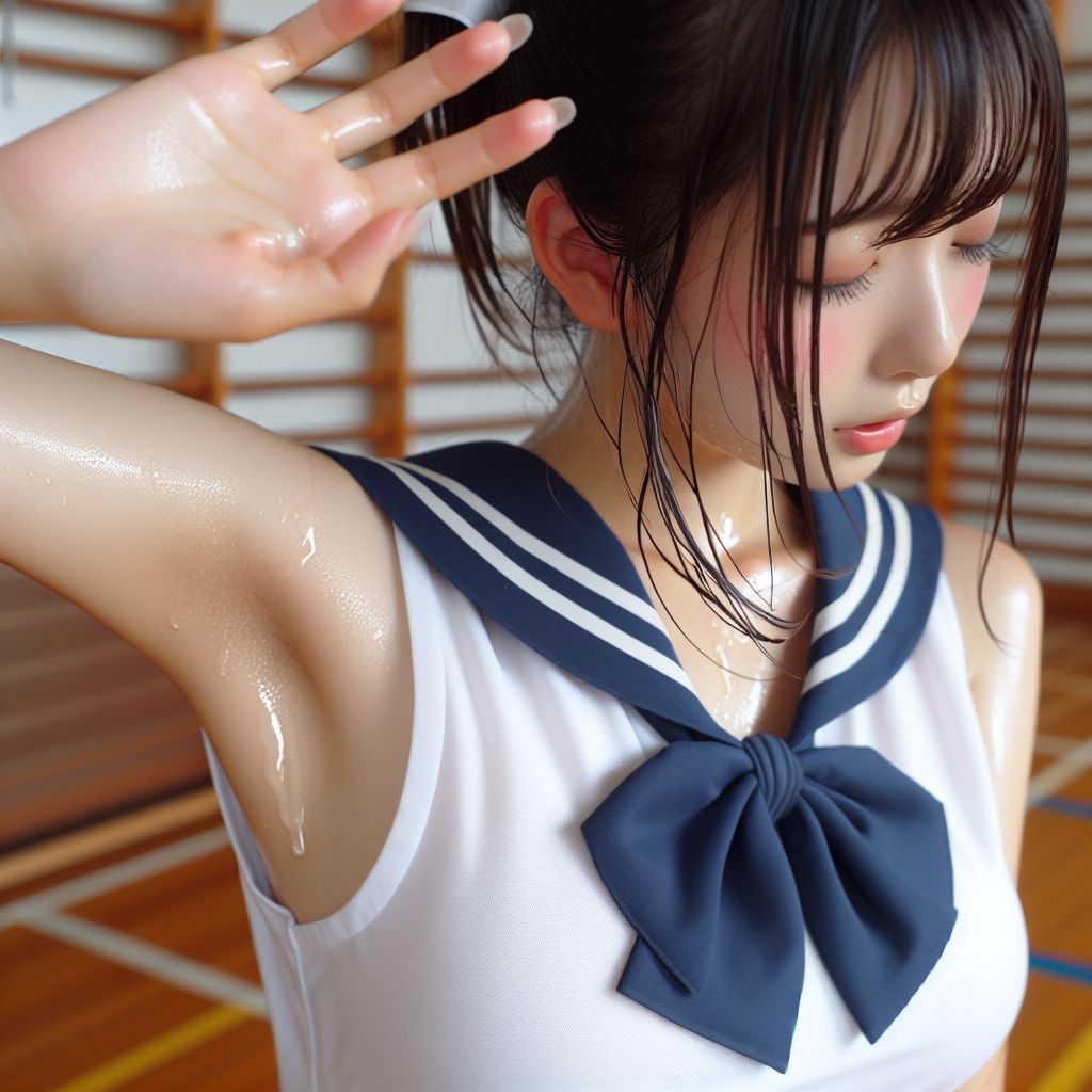 サンプル画像4:脇汗・汗染み 汗だく女子○校生 CG集(PinkRose) [d_393978]