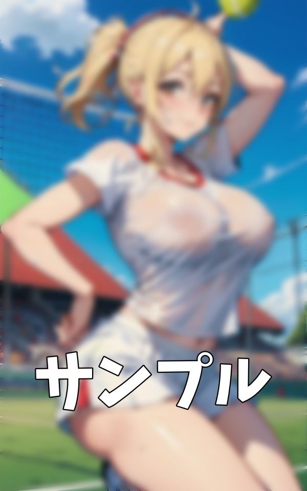 サンプル画像2:Gカップのテニス選手！サークルで一緒になったノーブラ爆乳美女〜勝ったらおっぱいを触らせてくれるゲーム〜(人生にSEX捧げてます編集部) [d_394002]