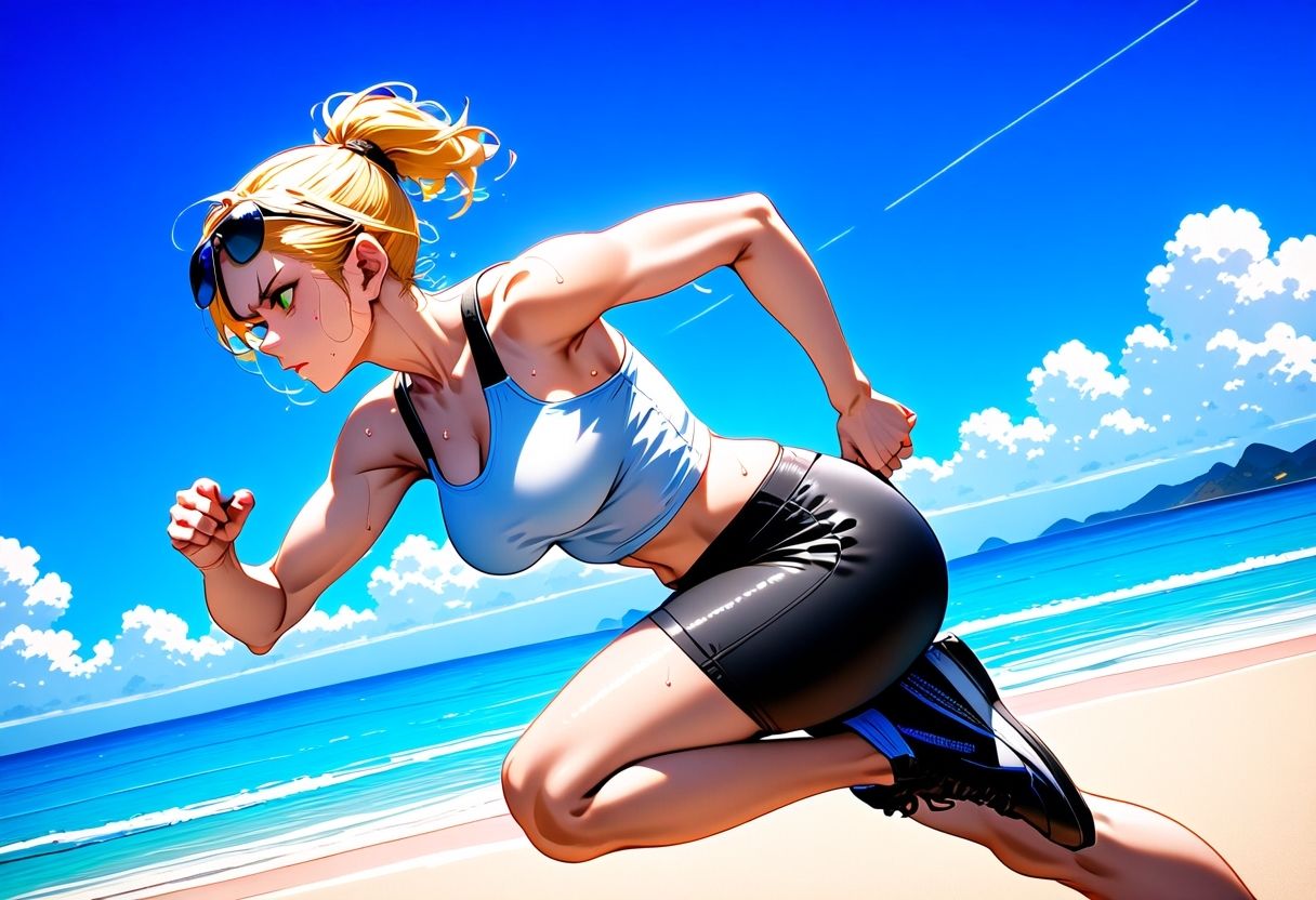 サンプル画像4:ランニング後、汗だくのままトイレでヤリ始める女軍人(nAIve) [d_394592]