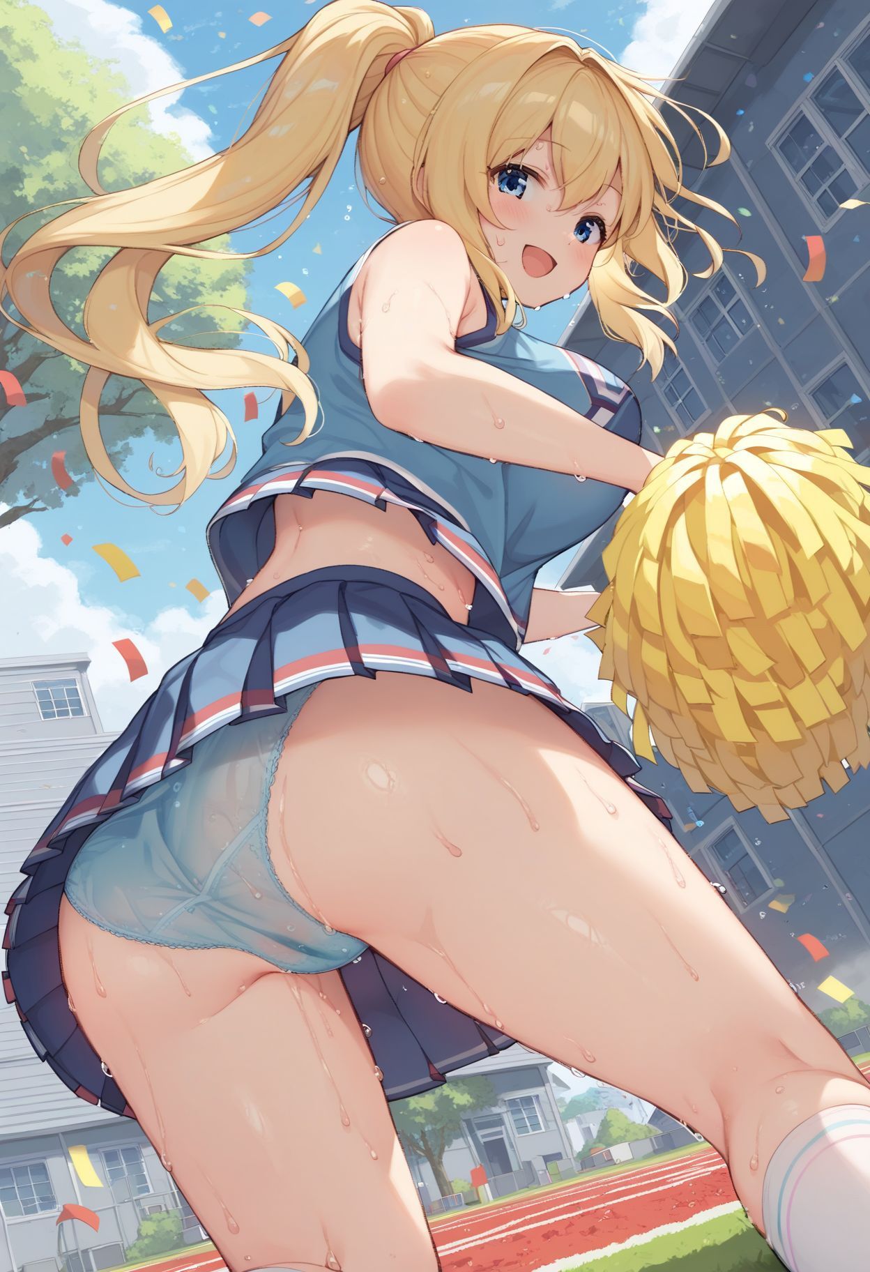 サンプル画像3:コスプレえっち大好き！留学生エミリネ 1制服 2チア 3メイド 4スク水 5ブルマ 6花火（着物）全編収録！コンプリート版CG500枚(enano) [d_394619]